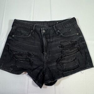 American Eagle Outfitters Black Distressed Jean Shorts